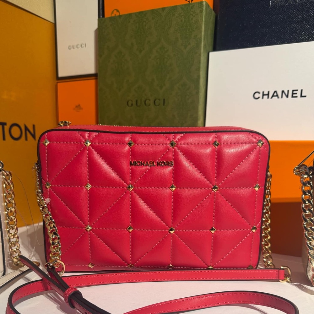 Michael Kors Red Quilted Crossbody Bag